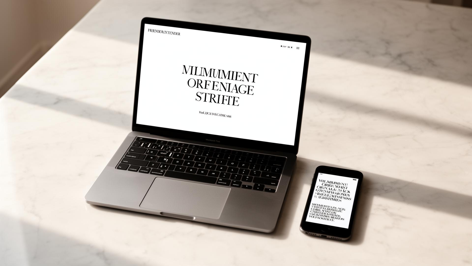 Site profissional exibido em notebook e celular